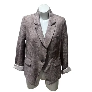 Free People Blazer Womens Size M Brown Plaid Single Button Notched Lapel thumbnail 4
