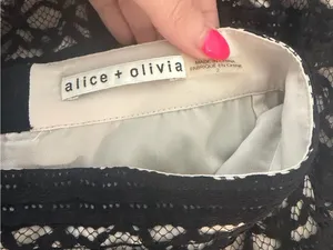 Alice + Olivia Ettley Lace Maxi Skirt Size 2 Black Ivory Lined Sheer Feminine thumbnail 4