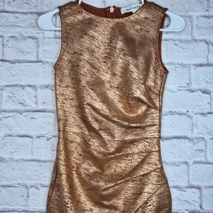 ELLIATT Rhian Metallic Ruched Mini Dress Rust Copper Bronze Bodycon XS Cocktail thumbnail 5