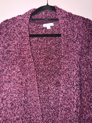 croft & barrow Pink and Black Marled Open Cardigan thumbnail 2
