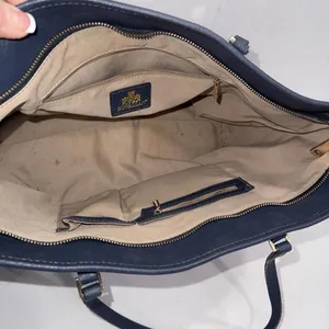 Rowallan‎ Large Old Money Minimalist Navy Blue Canvas Tote Purse thumbnail 13