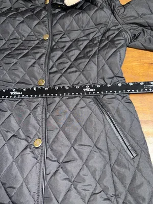 Lauren Ralph Lauren Black Quilted Coat with‎ Cream Faux-Sherpa Collar thumbnail 7