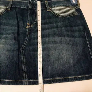 Old Navy Jean Skirt With Striped Front‎ Pockets Womens Size 12 Blue Denim NEW thumbnail 8