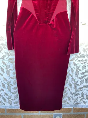 House of CB Solaine Velvet Corset Gown S Burgundy Gothic Vampire thumbnail 11