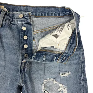 Levi's Premium 501 Jeans 28 Distressed Ripped Thrashed Grunge Straight Leg Denim thumbnail 5