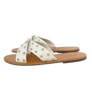 NWT Schutz Marilu Sandal White Leather Rhinestone Studded Slide Women’s Size 9.5 thumbnail 4