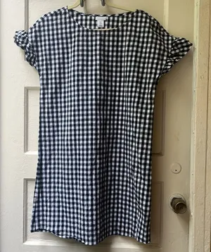 Tabitha Webb Dress 8 Checkered Black White Plaid Preppy Boho Country Ruffle Mini thumbnail 1