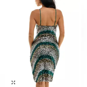 City Studio Sequin Midi Dress‎ Size 0 NWT Green Gold Silver Sparkle Party Glam thumbnail 2
