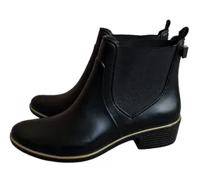 Kate Spade Black Rubber Chelsea Rain Boots Ankle Booties Gold Size 9 Women's thumbnail 1