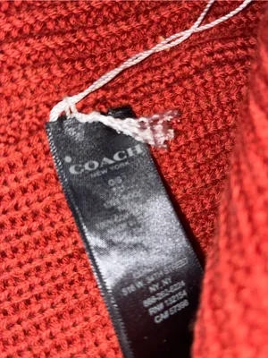 Coach Ribbed Wool Knit Beanie Hat, NWT, Rust thumbnail 6