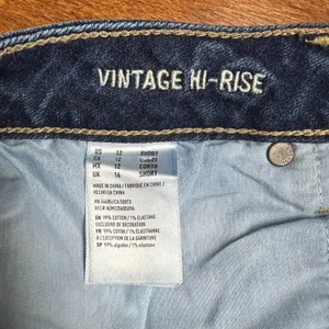 American Eagle Vintage Hi Rise Jeans Womens 12S Short Denim Blue Button Fly‎ thumbnail 7