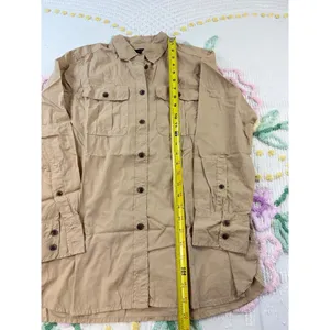 J Crew Tan Utility Button Front Shirt Long Sleeve 100% Cotton Size 4‎ thumbnail 2
