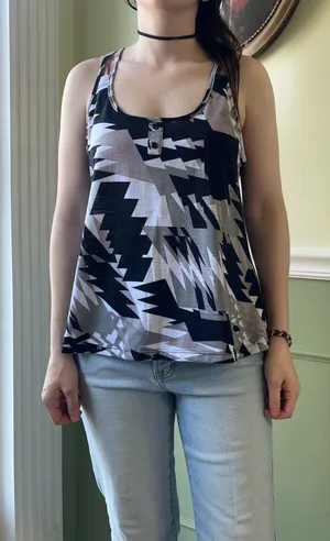 Lily Rose tribal black and gray tank top thumbnail 1