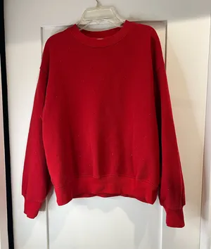 Victoria's Secret red crewneck sweatshirt with small white speckles, size S thumbnail 1