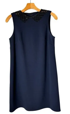 Anthropologie 4C Dress‎ Women 6 Navy Blue Black Lace Detail A Line Shift Mini thumbnail 1
