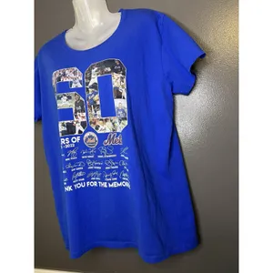 New York Mets Shirt Womens XL Blue MLB Baseball 60 Years Anniversary Gildan Tee thumbnail 5