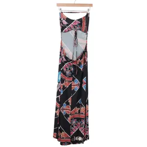 ASOS Design Maxi Dress Womens 10 Bodycon Black Multi Floral Open Back Excellent thumbnail 4