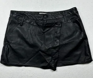 We The Free Leather Mini Skirt Black Size 31 Free People Button Front Moto Skirt thumbnail 1