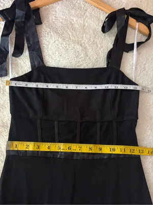 Lulus Enticing Mystique Black Tulle Tie-Strap Tiered Maxi Dress Size Small NWT thumbnail 8
