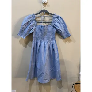 Hill House The Athena Nap Dress in Light Blue Glitter Check Size XS thumbnail 3