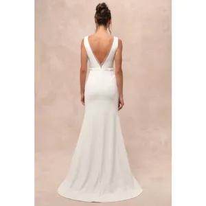 NWOT Lulus Captivating Promise White Sleeveless Mermaid Maxi Dress Bridal Gown S thumbnail 2