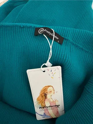 PRETTYGARDEN Off-Shoulder Teal Maxi Ribbed Dress thumbnail 4