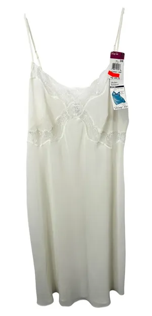 VTG Vanity Fair Modern Romance 36 Ivory Lace Slip Nightgown Sleepwear NWT 1808‎ thumbnail 1