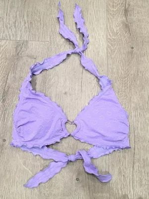 Wild Fable Purple Heart Pattern Halter Bikini Top S With Heart Cutout thumbnail 4