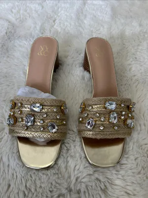 NY & Company Raquelle Heeled Rhinestone Jute Sandals thumbnail 4