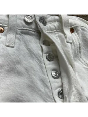 Levi’s 501 White Jeans Shorts Summer Size 28 Waterless Bottom Fly Style thumbnail 6