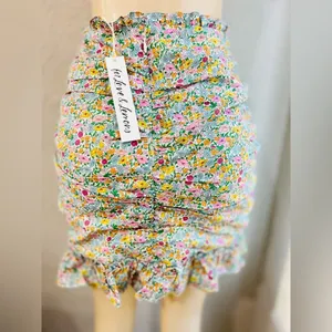FOR LOVE & LEMONS RALEIGH FLOWER PRINT SHIRRED SKIRT SizE M thumbnail 12