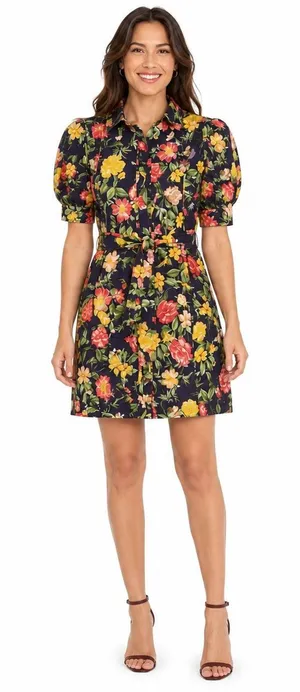 Marissa Webb Women's Dress Size 2 Floral Puff Sleeve Button Front Cottage thumbnail 1