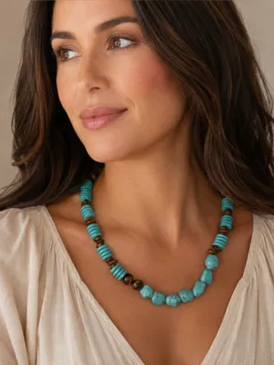 Boho Statement Turquoise Howlite Gemstone Blue thumbnail 4