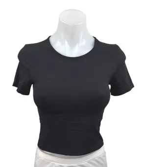 Aritzia TNA Action Black Crewneck Short Sleeve Activewear Crop Tee T-shirt Top S thumbnail 1