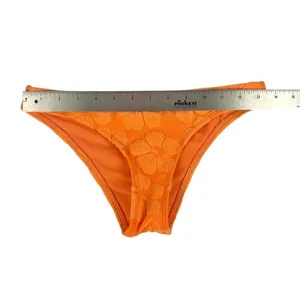 Hollister Bright‎ Orange Terry Cloth Hibiscus Print Bikini Bottoms Size XS thumbnail 3