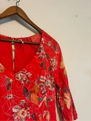 Free People Pink Red Floral Eyes On Your Floral Trapeze Dress w Pockets thumbnail 5
