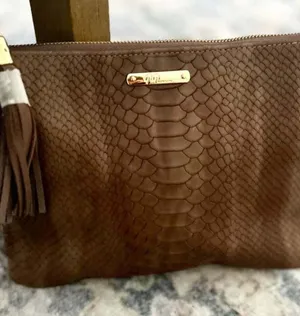 GiGi New York Snakeskin Embossed Leather Clutch thumbnail 1