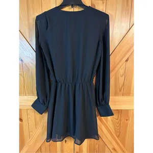 ASOS DESIGN sheer long sleeve dress in black size 4 (4865) thumbnail 5