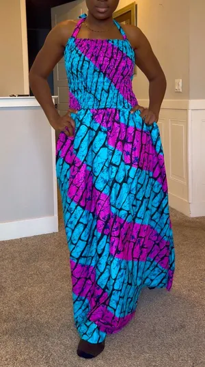 ANKARA Long Maxi Dress for summer thumbnail 1