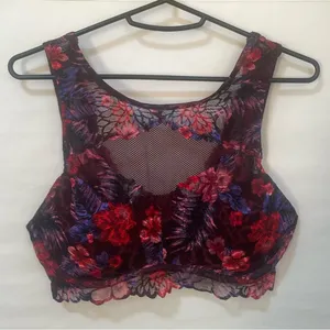 VS PINK Floral Orchid Wildflower High Neck Mesh Push Up Bralette $40 EUC M thumbnail 2