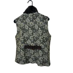 Vintage Baxis & Baxis Floral Tapestry Vest Faux Fur Collar‎ Toggle Closure Small thumbnail 8
