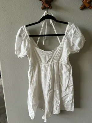 Lelis White Romper with Puff Sleeves thumbnail 2
