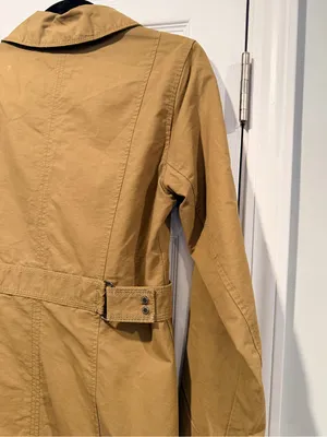 Eddie Bauer Size XS Tan Khaki Button Front Lined Mid Length Trench Coat Jacket thumbnail 5