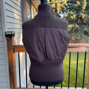 Vtg Y2K Twenty One Brown Puffer & Knit Vest Zip Up Chunky 2000s Size Large thumbnail 3