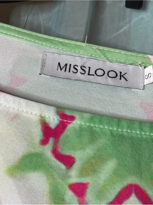 MISSLOOK Pink Floral Midi Dress with Green & Navy Accents thumbnail 3
