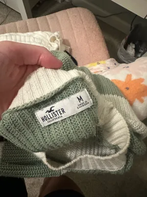 Hollister Cropped Sweater Green Striped thumbnail 3