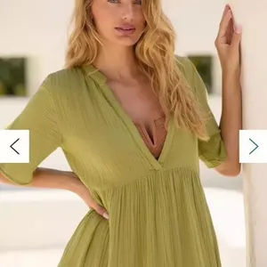 Anthropologie The Kallie Flowy Olive Green Maxi Dress XS Guaze New NWT BOHO HTF thumbnail 4
