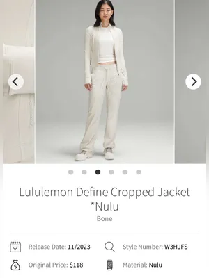 lululemon athletica Define Cropped Fitted Zip Jacket Bone Size 2 thumbnail 3