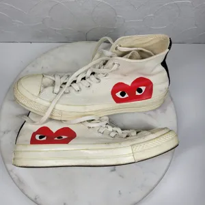 Converse x Comme des Garcons PLAY Chuck 70 High Top Sneakers M7 W9 Heart Logo thumbnail 15