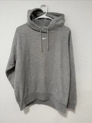 Nike Gray Crewneck Hoodie with White Swoosh Size Small thumbnail 2